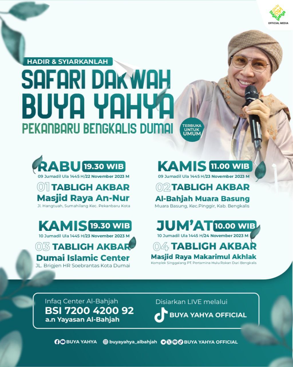 Safari dakwah buya yahya di provinsi riau